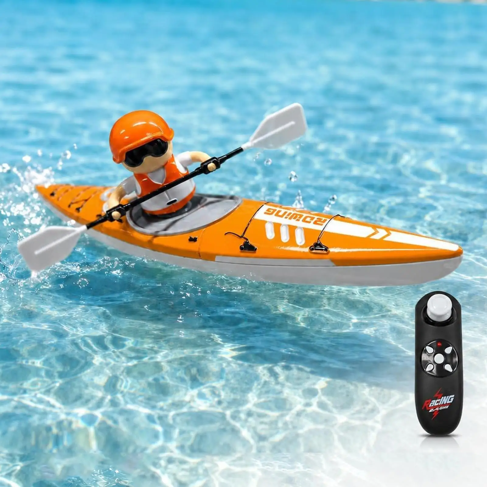 Remote Control Boat For Kids 2.4G Electric Boat Toy With LED Lights 2.4G RC Kayak Paddling Propulsion For Kid Boy Girl Home