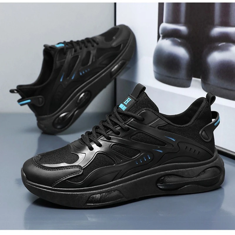 Men's Breathable Platform Sneakers Slip-Resistant Lace-Up Low Top Comfort Casual Dad Shoes for Autumn Daily Walking Tenis