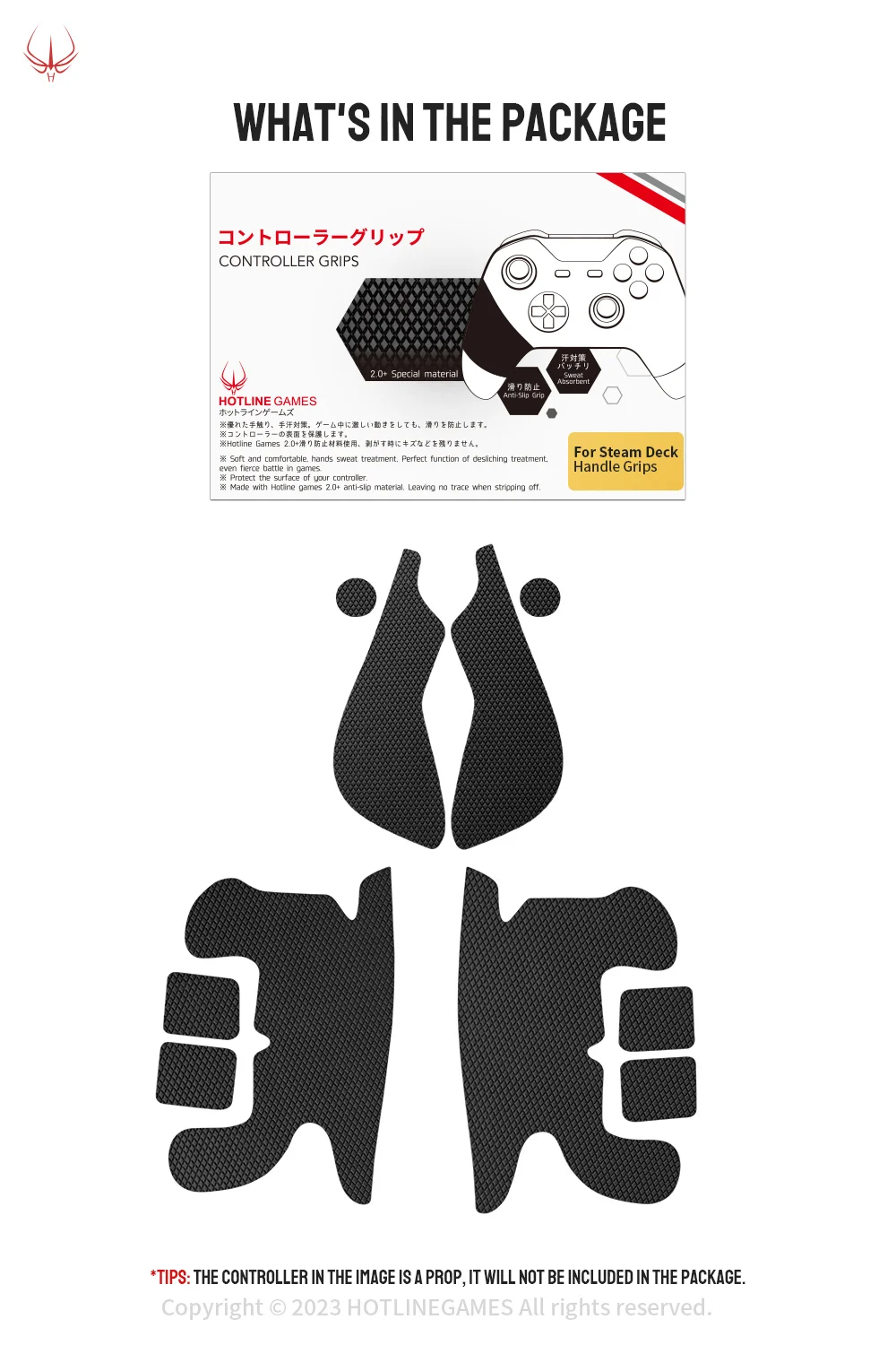 HOTLINE GAMES 2.0 PLUS Controller Grip Tape Compatible with Steam Deck Handle Grips,Non-slip,Sweat-Absorbent(Classic Version)