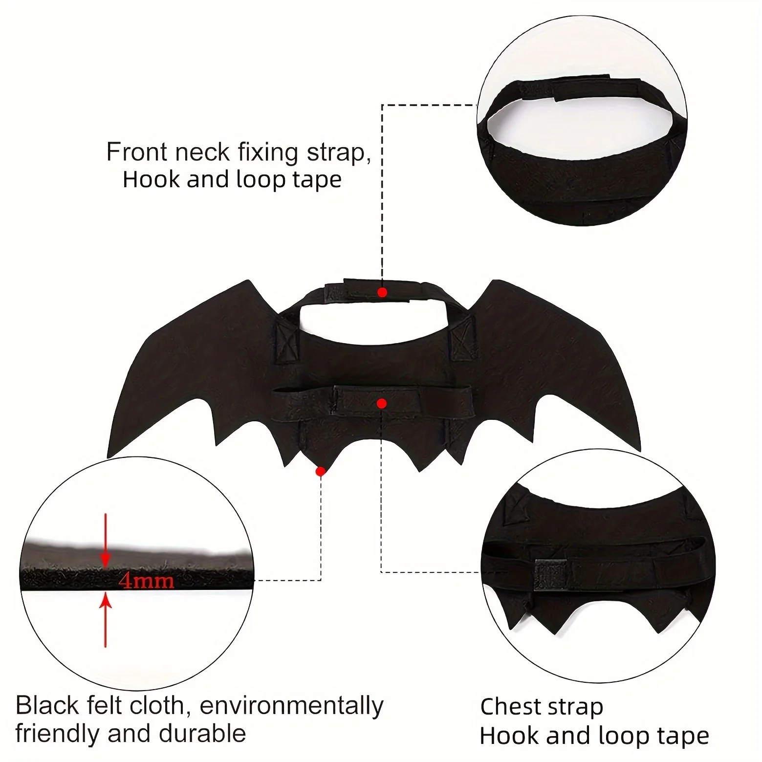 1/3 Stück Katzenflügel Halloween-Kostüme Kleines Hunde-Cosplay-Partykleid für Haustier-Welpen Feiertags-Rollenspiel-Dekor Halsband-Zubehör – Detail 3