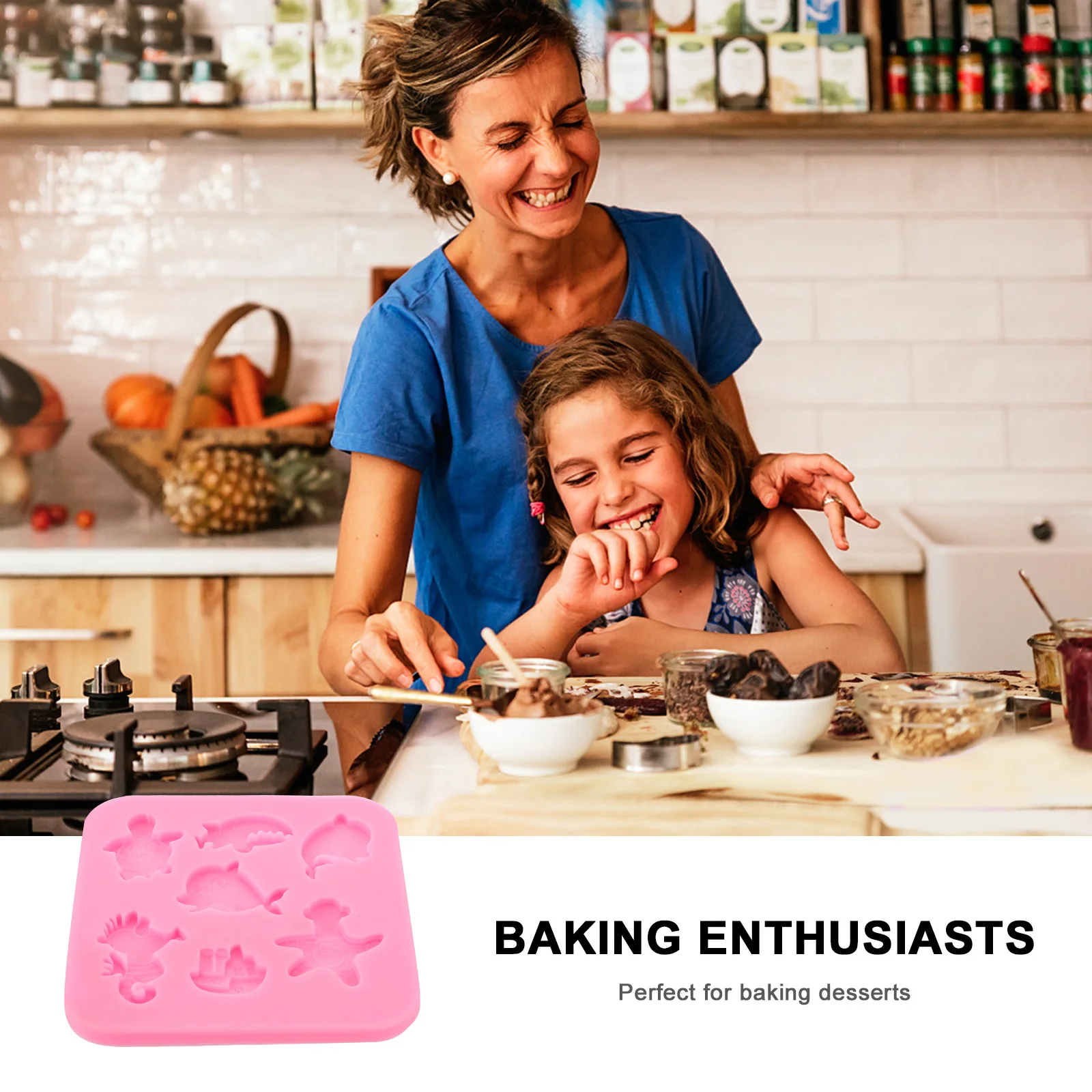 

7 Compartments Dolphin Mold Silicone Baking Pan Flexible Healthy Kitchen Gadget Pink Cake Shop Restaurant