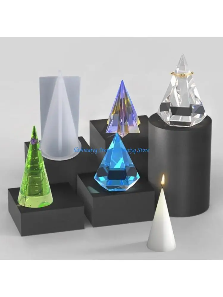 573B Hexagonal Cone Epoxy Resin Mold 8 Styles Soap Baking Mold Pendant for DIY