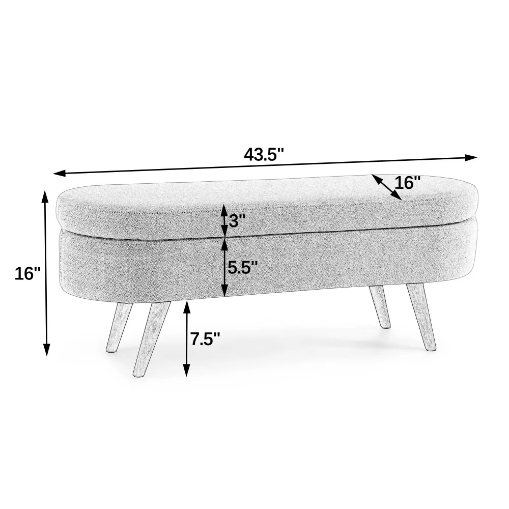 # Ottoman Bench Stool Lounge Chair Rubber Wood Legs Storage Long For Entry Bedroom Seating