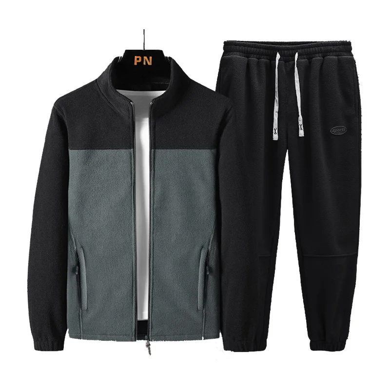 Autunno inverno uomo Fleece Casual Sport tute tute uomo spessa Jogger 2 pezzi set giacche pantaloni uomo tattico capispalla tute