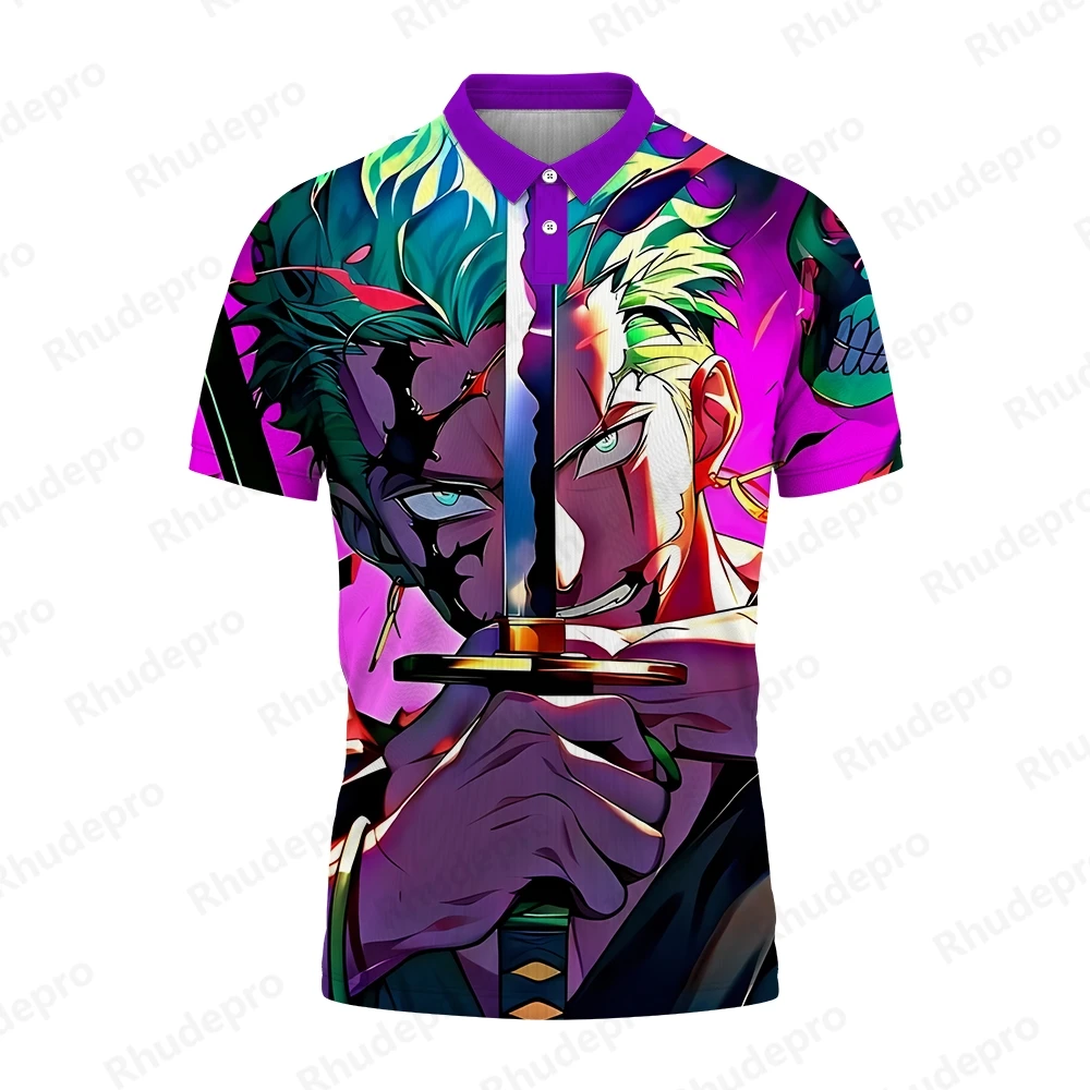 

One Piece Roronoa Zoro Polo Shirt Short Hip Hop Cosplay Men 2024 T-shirts Harajuku Style Tops Sleeve Oversized Fashion Summer