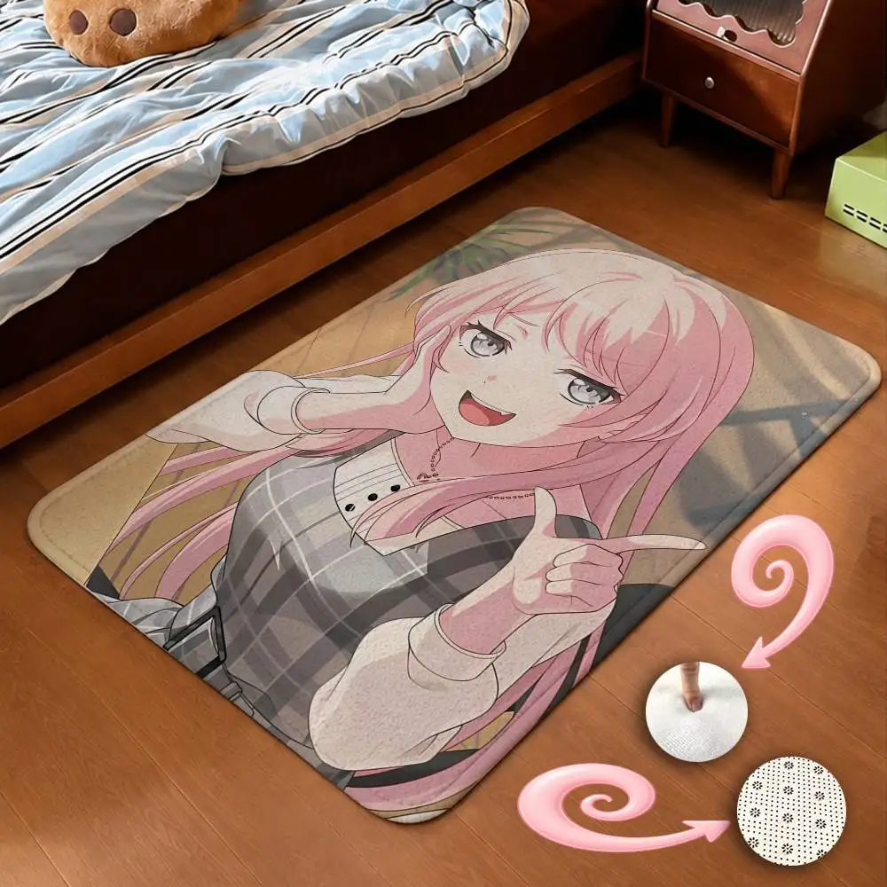 MyGo Anon C-Chihaya Official Art Home Decor Short Plush Floor Mat, Non-Slip & Easy to Clean for Multi Doorways
