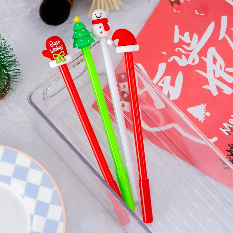 

12Pcs/Lot Cute Kawaii Christmas Tree Gloves Hat Gel Pens Black Ink Office Signature Pen Kids School Writing Stationery Gifts