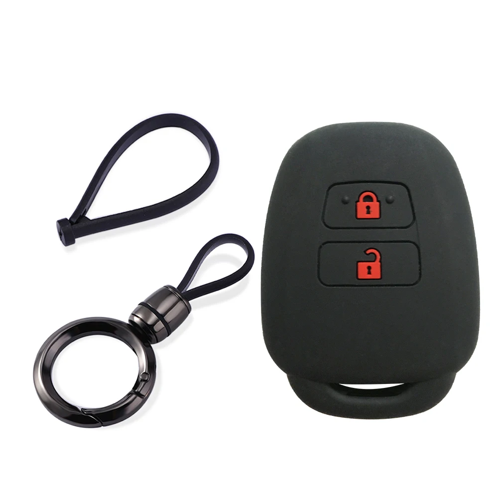 For Toyota Yaris 2022 Corolla Fielder RAV 4 Verso S Vitz 2 Buttons Silicone Car Key Cover Keychain Holder Key Case Accessories