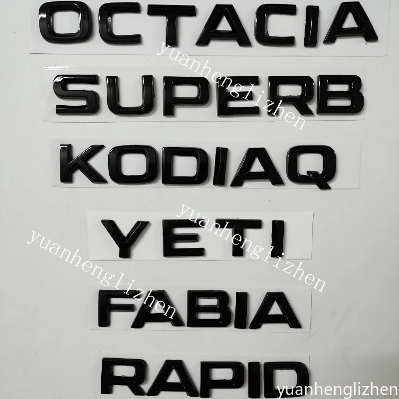 ABS Stickers For SKODA OCTAVIA SUPERB Trunk Sticker 1pcs Glossy Black Chrome Car Rear Sticker For KAROQ KODIAQ FABIA For YETI