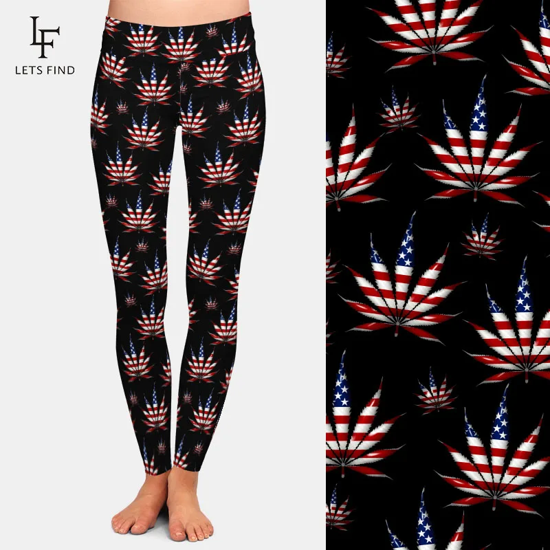 Mode Maple Leaf Druck Leggings Fitness Frauen Hosen Sexy Hohe Taille Hohe Qualität Milch Seide Komfortable Leggings