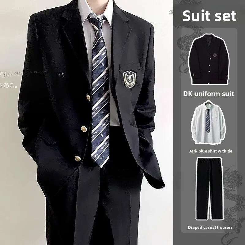 

Casual Loose Sle orm Suit Jaet for Men And Women College Faion Trendy JK Western Suit Set ular ex Outerwear