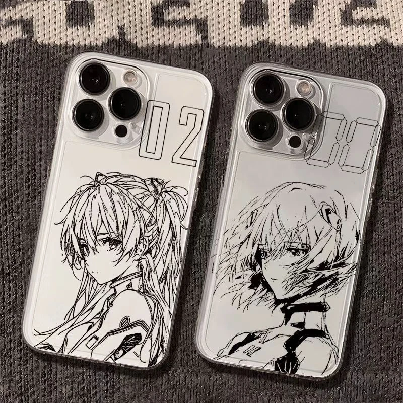 Ayanami Rei And Asuka Langley Soryu Phone Case For iPhone 16 15 14 13 12 11 Pro Max XR XS MAX 78PLUS Y2K Shockproof Bumper Cover