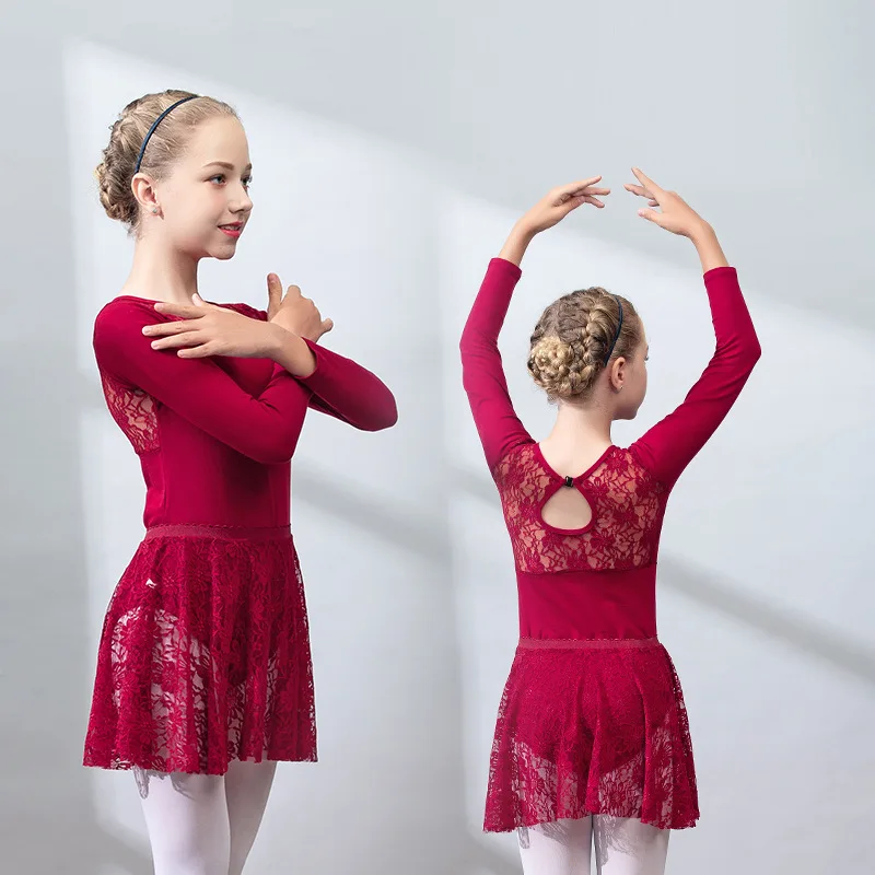 夏のレースガールバレエ練習制服子供セットダンス体操バレエレオタード子供服女の子ロンパーススカートスーツ