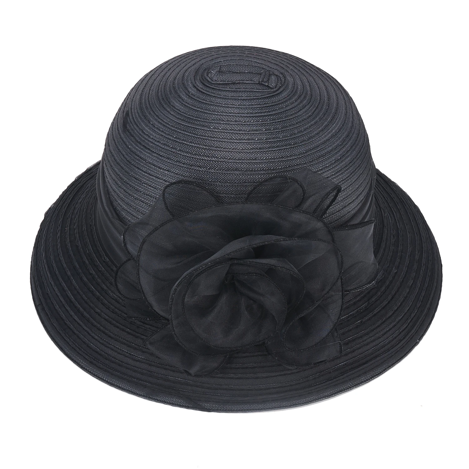 Lawliet Women Sun Hat Polyester Flower Floppy Hats Cap Female Kentucky Derby Hats Foldable Wide Brim Hats A267