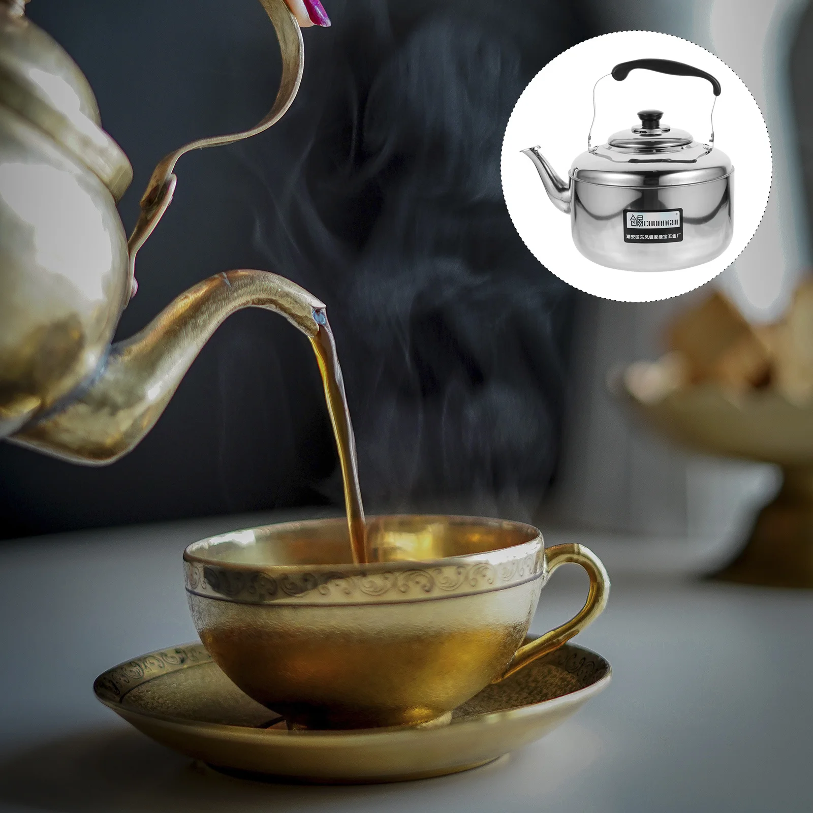 

Large Capacity Stainless Steel Sounding Teakettle Suitable for Gas Stove Heating Water Boiling Alarm Household Use