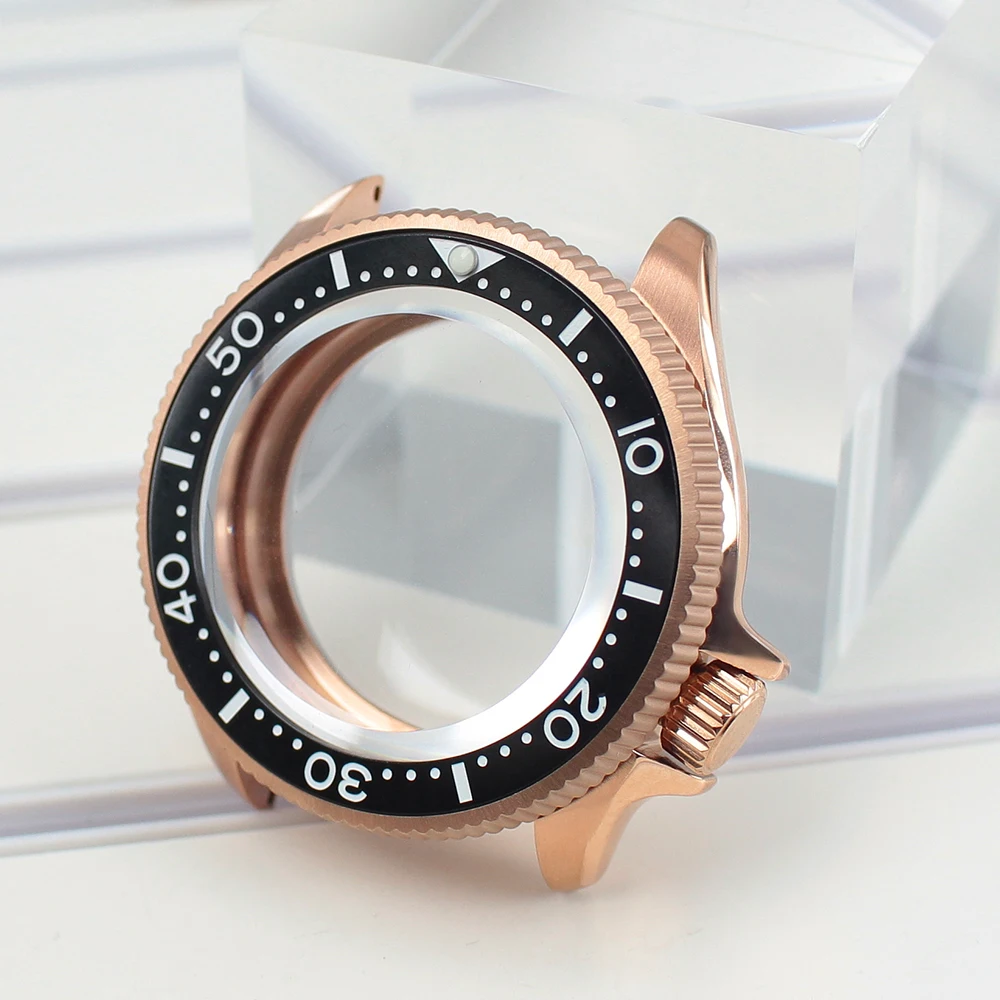Roségold 38mm NH35 Uhrengehäuse Saphirglas für Seiko NH35 NH36 4R35 4R36 Uhrwerke Modifizierte Skx Uhrenteile Keramiklünette – Detail 3