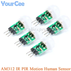 Sensor de movimiento infrarrojo PIR, Sensor humano de alta sensibilidad, módulo Detector automático piroeléctrico Mini IR, CC 2,7 a 12V, AM312, 5 piezas/1 unidad