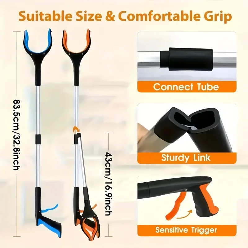 Foldable Gripper Extender Hand Tools Portable Garbage Grabber Pick Up Tools Household Cleaning Sanitation Tongs Sanitation Tools