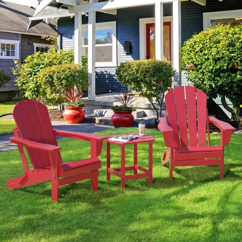 Fire Pit Chair,Patio Outdoor Chairs All-Weather Proof HDPE Resin for BBQ Beach Deck Garden Lawn Backyard(Red Color)