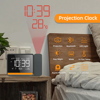 Adjustable Focus Digital Projection Alarm Clock with Ambient Light Temperature for Office Bedroom Table Weather Station Clock