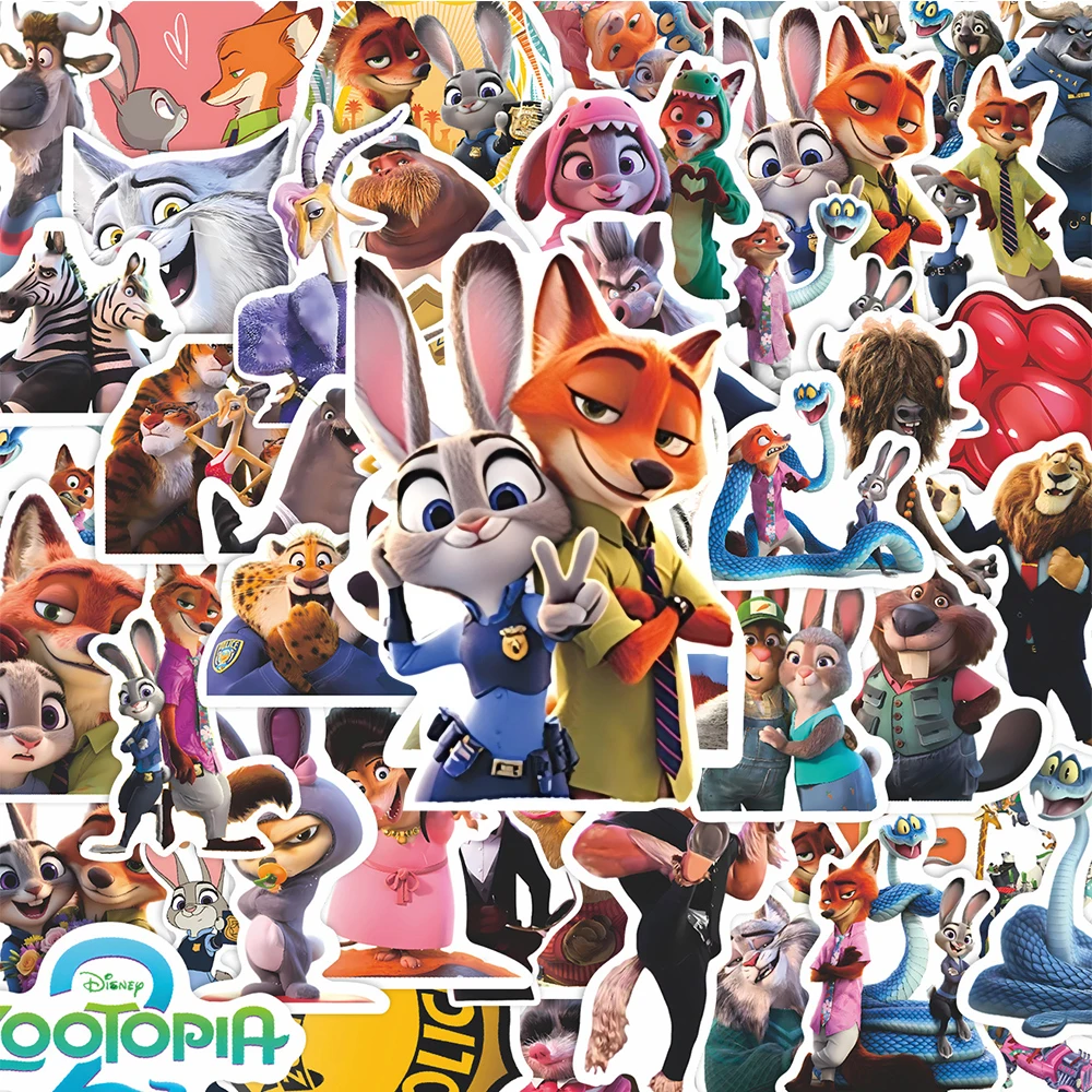 10/30/56 Stück Disney Anime Film Zootopia 2 Cartoon-Aufkleber, niedliche Graffiti-Aufkleber für Gepäck, Skateboard, Telefon, klassischer Spielzeug-Aufkleber