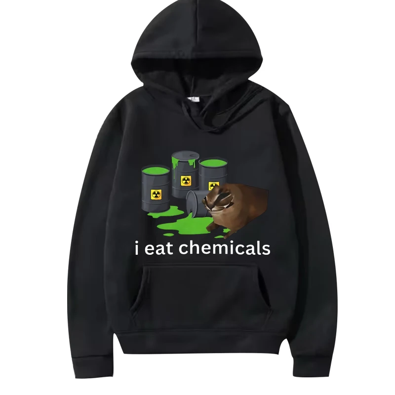 

Funny I Eat Chemicals Cursed Cat Meme hoodie men women vintage Long sleeve streetwear print fashion top oversized hoodie unisex