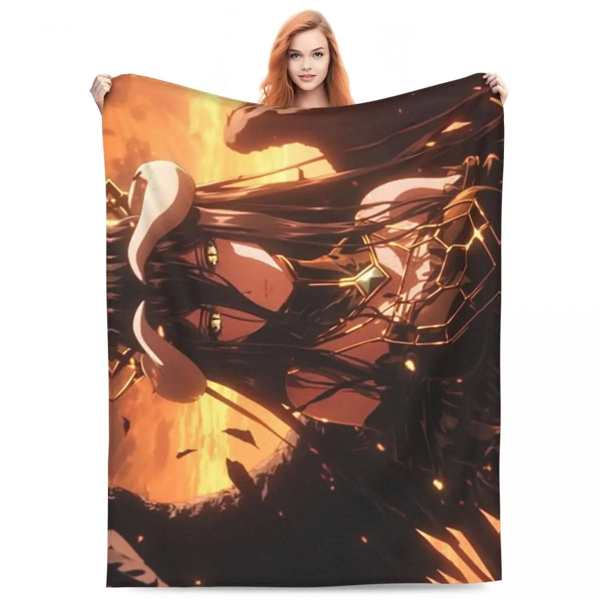 Adventure Anime Albedo Overlord Blanket Flannel Sofa Throw Blanket Multi-function for Couch Bedding Office Throws Bedspread