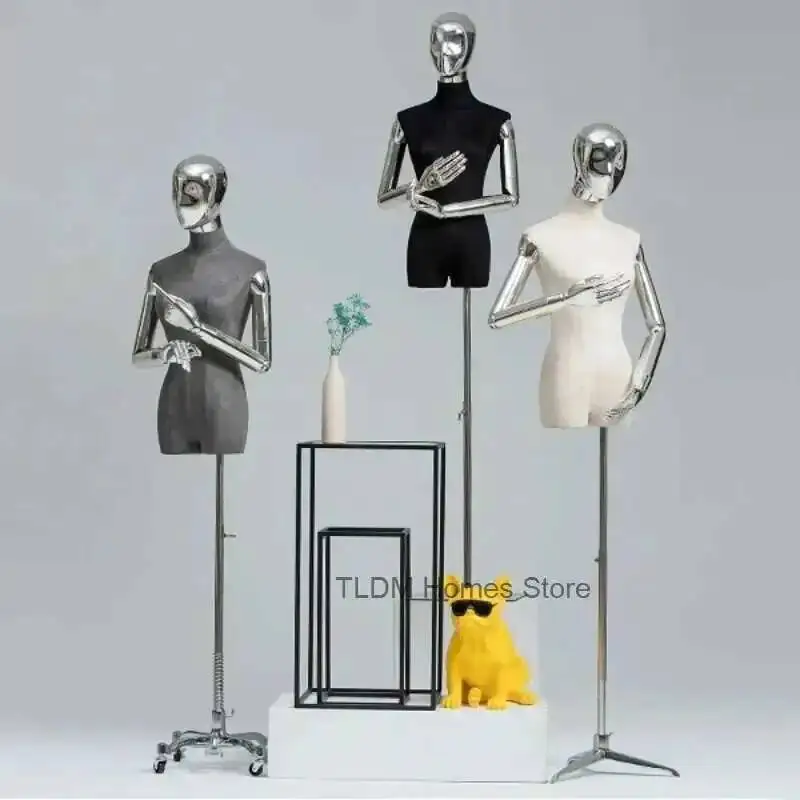 

Electroplated Wedding Upper Korean Mannequin Model Body Arms Female Store Window Suede Clothing Dress Display Stand Model P