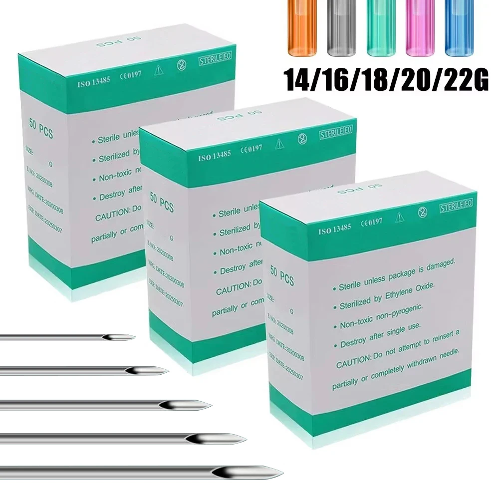 

100/50/20/10pcs Piercing Needles Sterile Body Piercing Tattoo Needles Ear Nose Tongue Belly Piercing Tool 14/16/18/20/22G