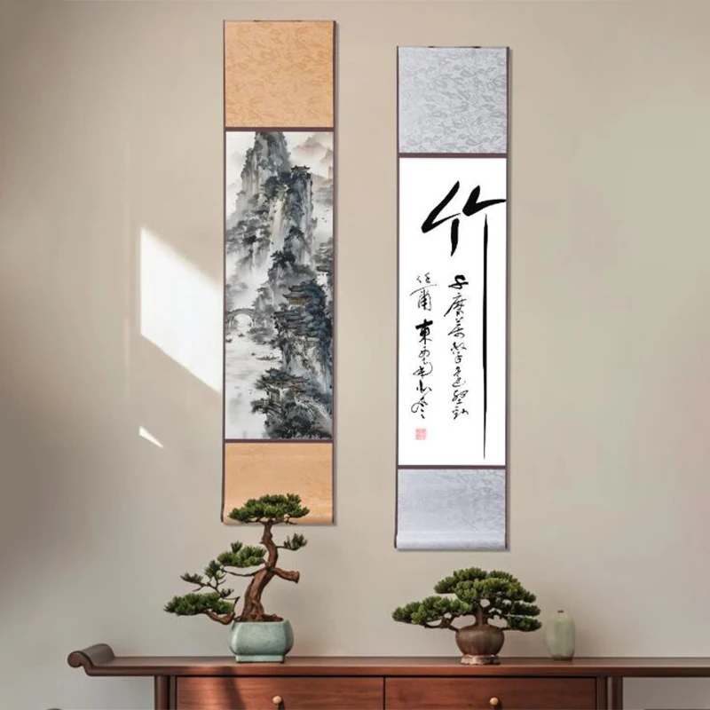 1 قطعة ورق الأرز المعلق الصغير التمرير فارغة الخام شوان ورقة اللوحة الكتابة الخط زن الروح النمط الصيني الخط ديكور #6