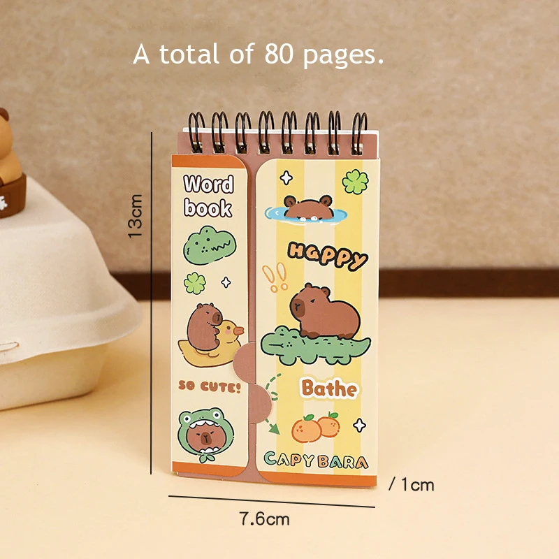 80 pages Capybara English Vocabulary Notebooks Student Portable Pocket Notebook Agenda Planner School Notebooks Back To School