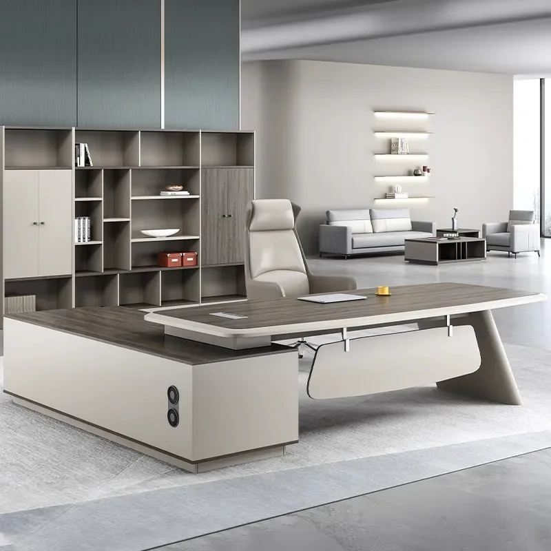 

Computer Table Side Standing Desk Office Furniture Study Storage Desk Customer Center Wooden Office Pc Bart Desk Bookshelf