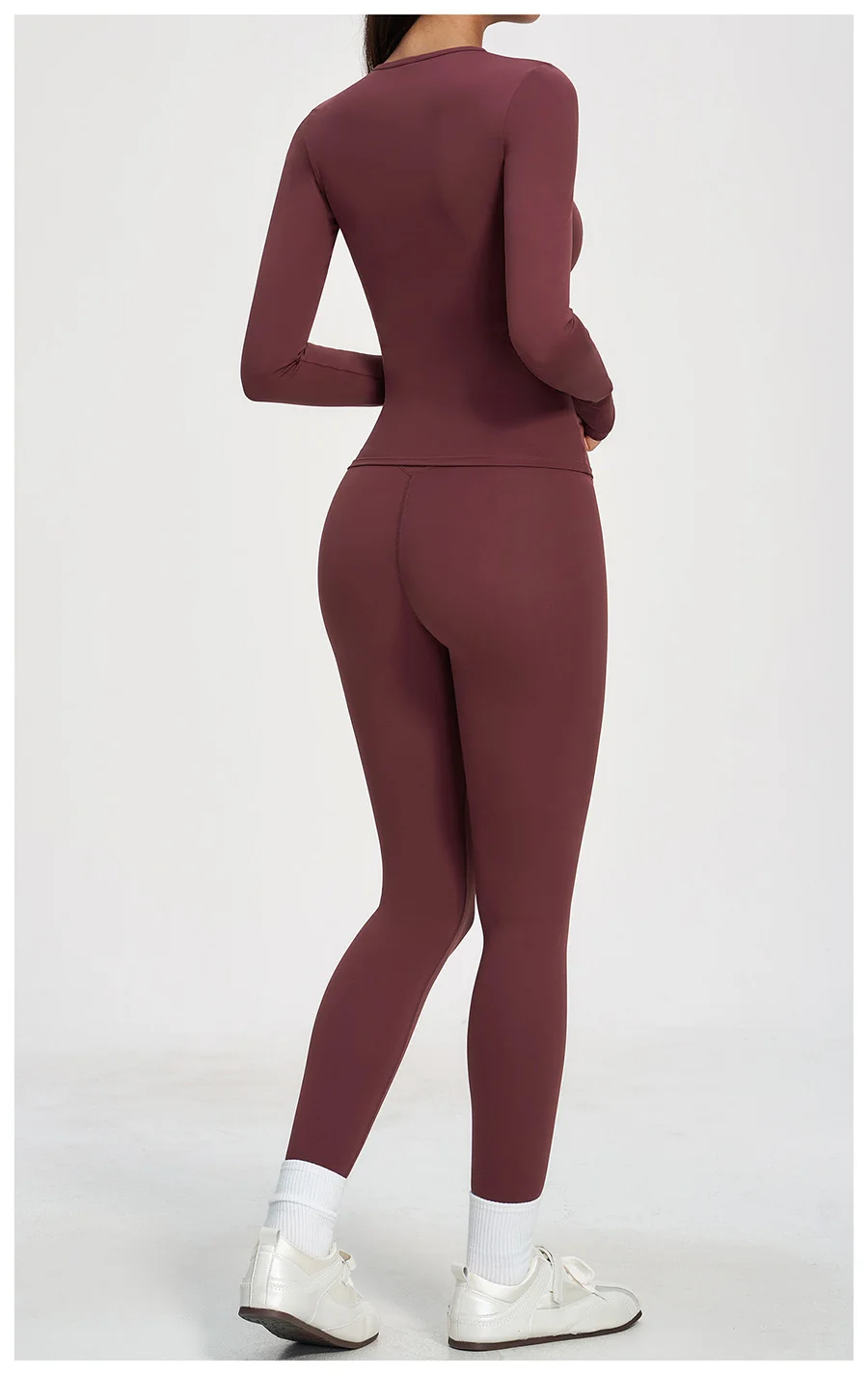 Yoga-Set 2-teilig Sportbekleidung Fitnesskleidung Yoga-Anzüge Damen Fitness-Set Trainingsanzüge Sport Langarm Crop Top Gym High Waist Leggings – Detail 16