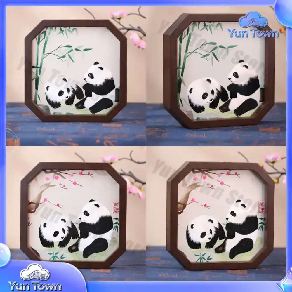 Shu Embroidery Double-sided Panda Embroidery Ornament Souvenir Gifts with Chinese Characteristics Gifts for Foreigners Going