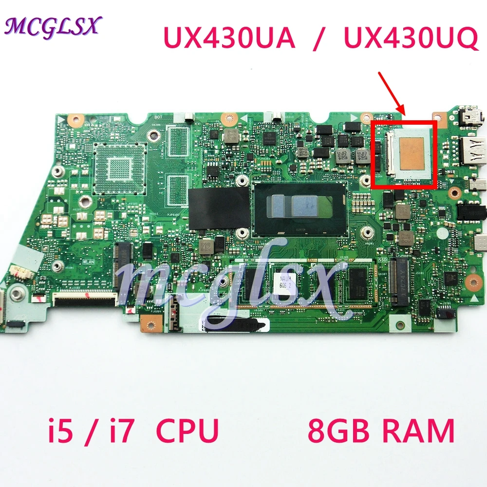 UX430UA UX430UQ i5/i7CPU 8GB RAM Mainboard For Asus UX430U UX430UA RX430UQ BX430UQ U4100U U4100  Motherboard 100% Test Used