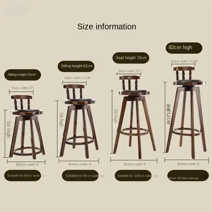 

For Customer Custom Light Luxury Solid Wood Bar Chair Backrest Bar Stool American Front Desk Bar Chair Retro High Stool