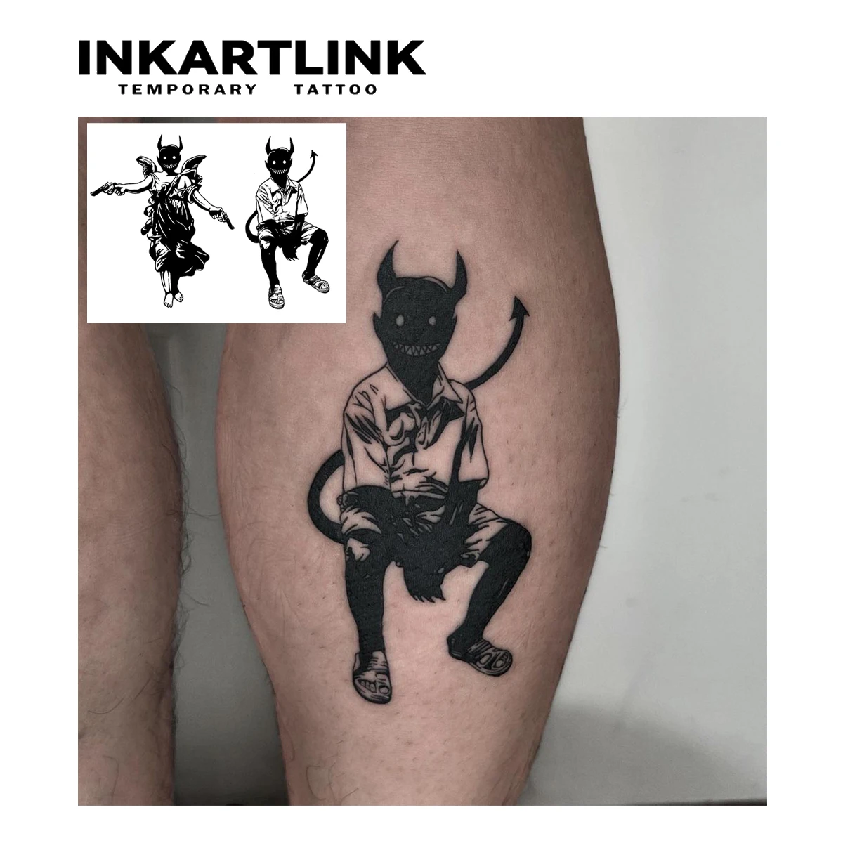INKARTLINK Edgy Cartoon Devil Boy Temp Tattoo Waterproof Sticker for Music Festivals, Halloween, Nightclub & Daily Wear.