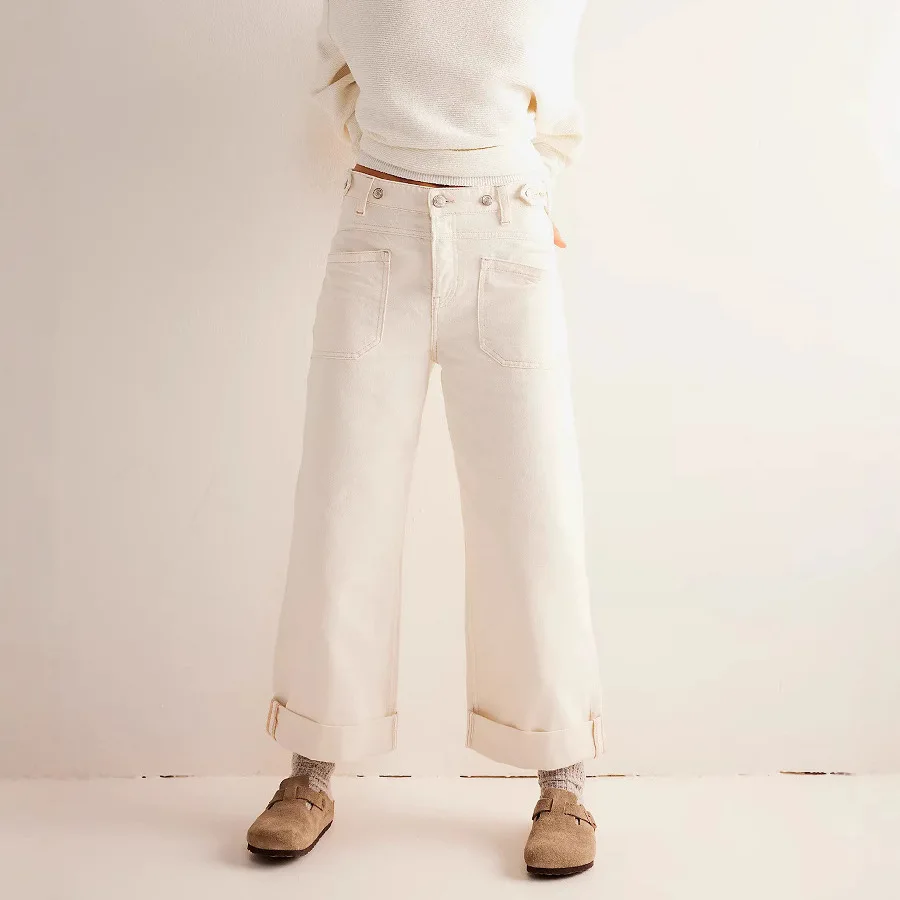 Pantaloni da donna lunghi fino al pavimento Jeans denim Pantaloni a gamba larga Y2k Streetwear Pantaloni dritti a vita alta Jeans eleganti per mamma 2025 Primavera