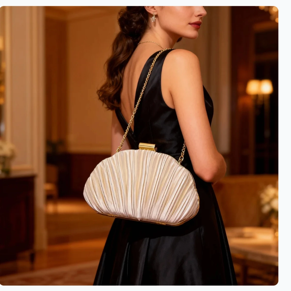 

Женский вечерний клатч, роскошная плиссированная цепочка, праздничное платье-мессенджер на плечо, сумка-ракушка, женские свадебные кошельки и сумки