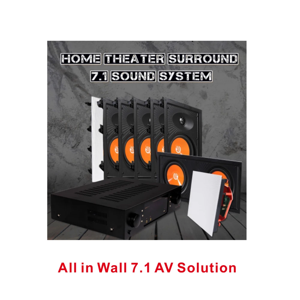 Smart Home Theater Surround 7.1 Sound System All-in Wall Speakers and Digital Amplifier for Home Theater 7.1 AV Solution