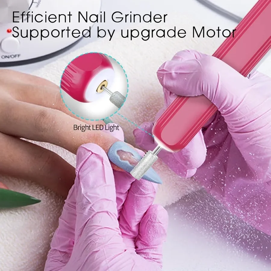 Kit de manicura y pedicura profesional con taladro eléctrico recargable de 360 luces para el cuidado de manos y pies Nai eléctrico inalámbrico