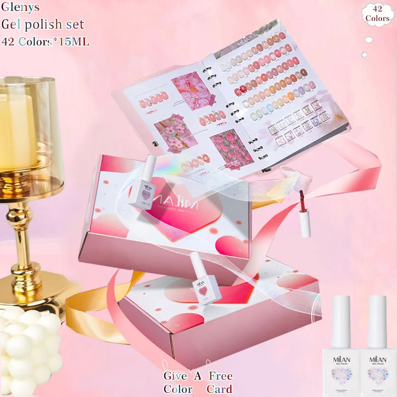 Glenys 42 color nail polish gel net red popular Jiaoshang pink tender white dipping stoke gel nail salon essential varnish set
