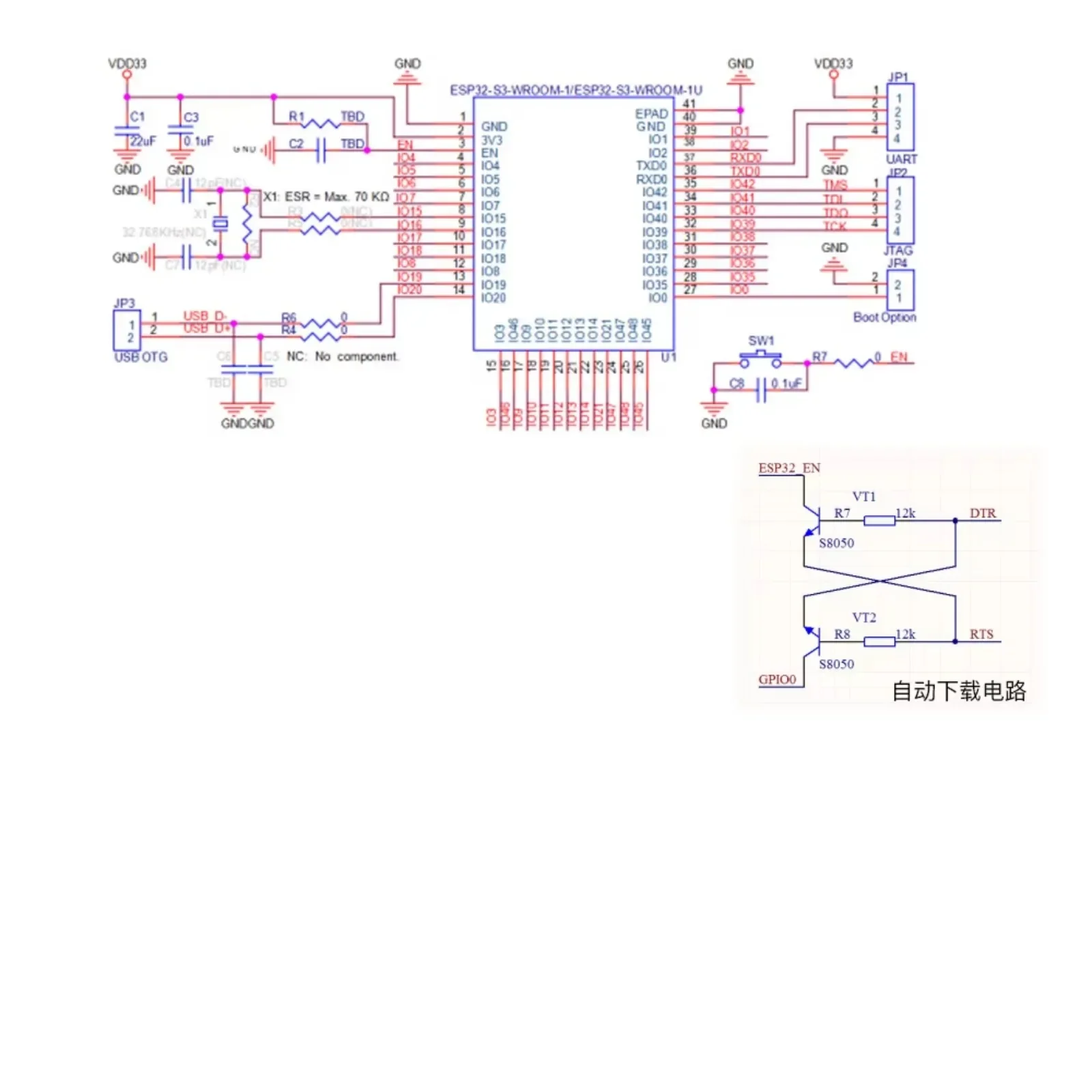 Modulo ESP32-S3-WROOM-1 XH-S3E N16R8 Wifi integrato + MCU dual-core Bluetooth 5.0 + scheda di sviluppo del sistema di dispositivi di masterizzazione