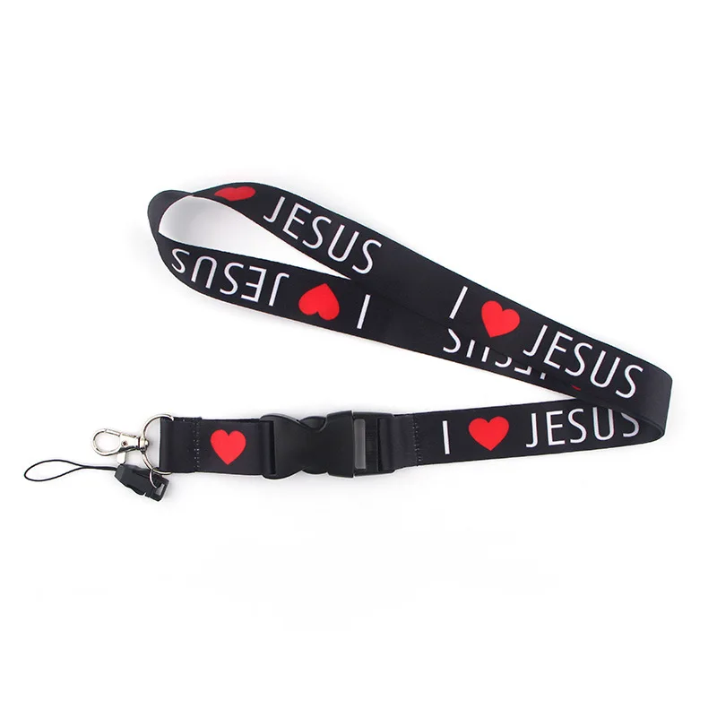 I Love Jesus Safety Hanging Neck Strap Lanyard Mobile Phone ID Name Badge Holder Anti-Lost Clasp Rope Keychain Landyards