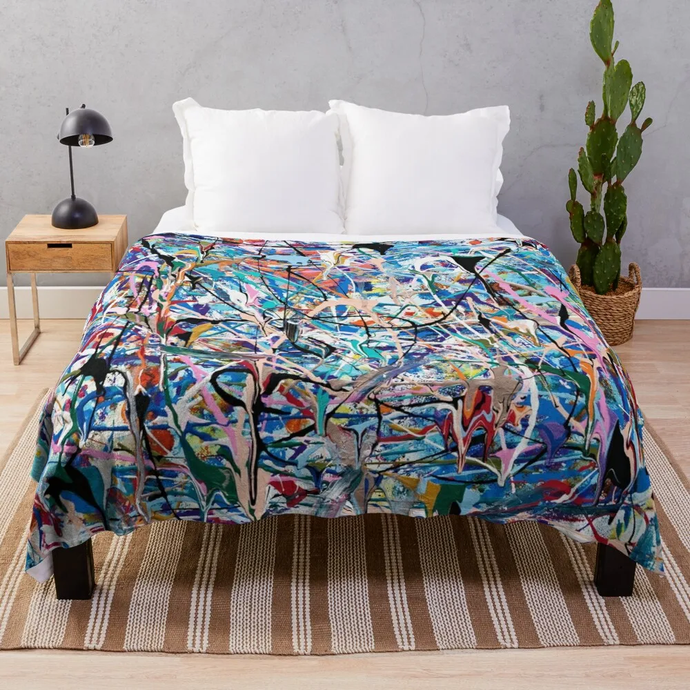 

Blue Composition Throw Blanket Tourist Winter beds Moving Retros Blankets