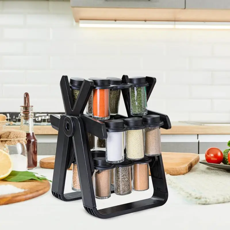 Rotating Spice Rack Organizer Spinning Spice Organizer With 18 Jars Revolving Spice Rack Shelf For Kitchen Counter Organization