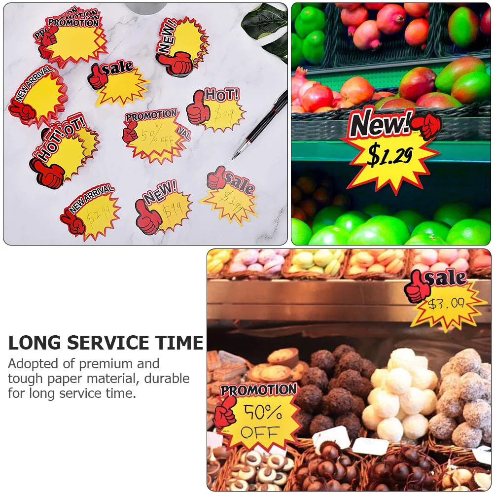 100 قطعة علامات الأسعار الترويجية بيع علامات الإبداعية على شكل ملصقات الإعلان لسوق التجزئة الأسعار الترويجية العلامات