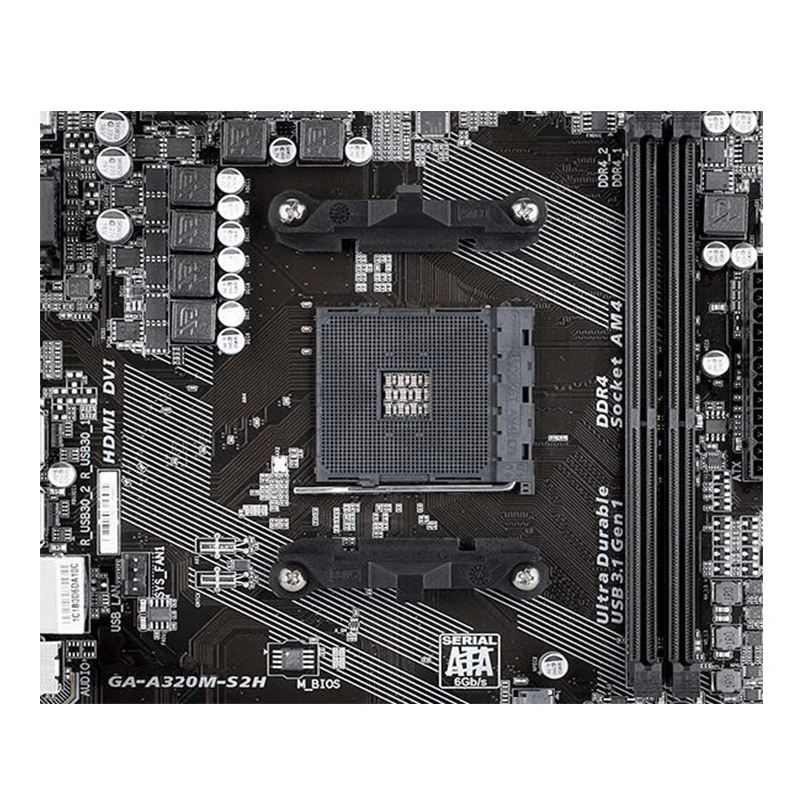 Soquete Mainboard Desktop para AMD A320, SATA III, USB 3.0, GA-A320M-S2H, A320M-S2H, AM4, DDR4, 32GB