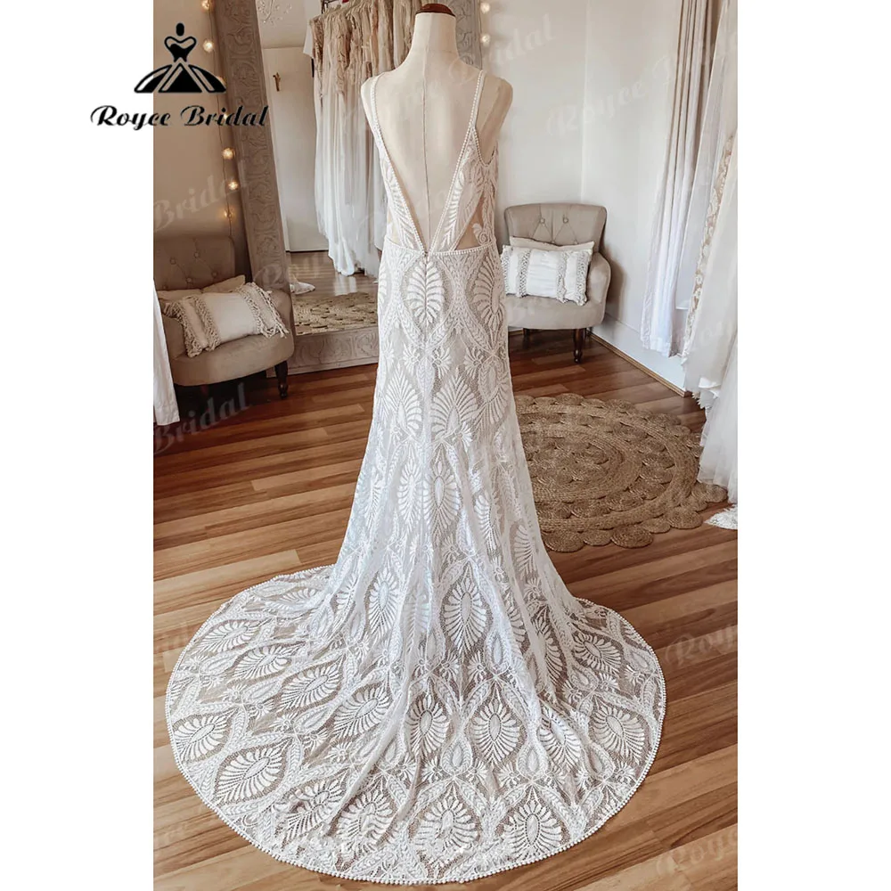 vestidos Beheme Lace Boho Beach Plunging Wedding Dress for Women 2025 Robe Mariee Bridal Gown vestido para boda playa Customized