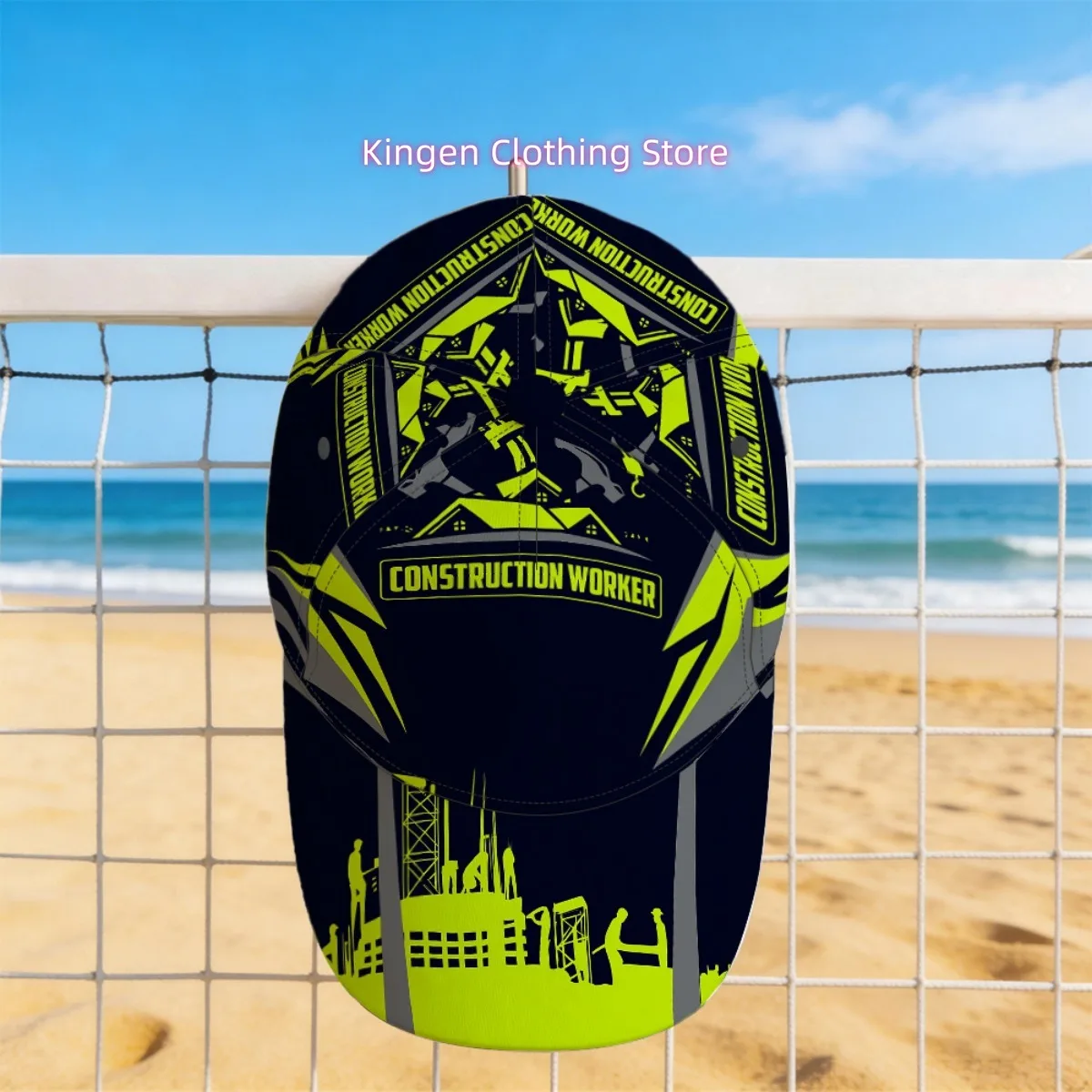 1pc Construction Worker Print Adjustable Snapback Cap - Building-Themed Design, Lightweight Breathable Suitable for All-Day Wear